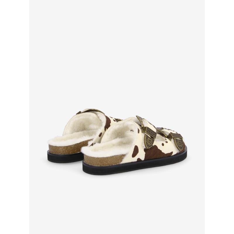 LUCIA BUCKLE W - PONY COW/FUR - BROWN/DOVE